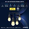 Luxrite 48FT LED Outdoor String Lights Commercial Grade Waterproof 24 Edison S14 Bulbs IP65 Hanging Lights LR40032-1PK